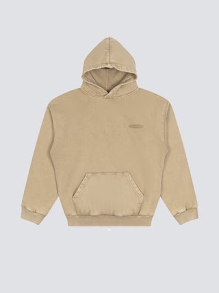 Distressed “F*ck Off” Hoodie - Washed Khaki