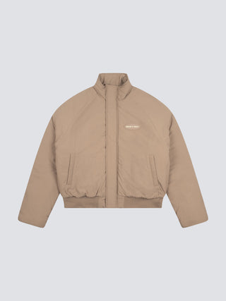 Emblem Patch Padded Jacket - Khaki