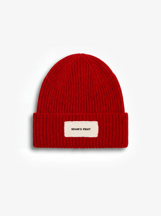 Distressed Label Beanie - Red