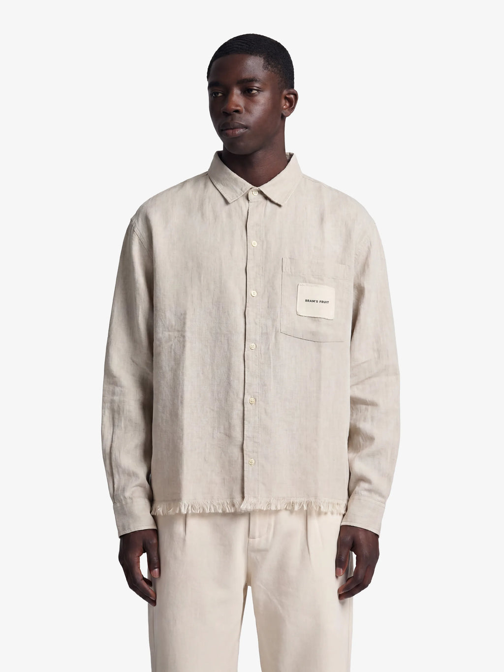 Distressed Linen Shirt Longsleeve - Natural Linen – Bram's Fruit