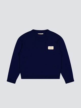 Distressed Chest Pocket Knit - Navy