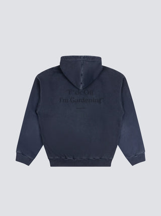 Distressed F*ck Off Zipper Hoodie - Washed  Navy