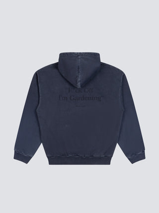Distressed “F*ck Off” Hoodie - Washed Midnight Blue