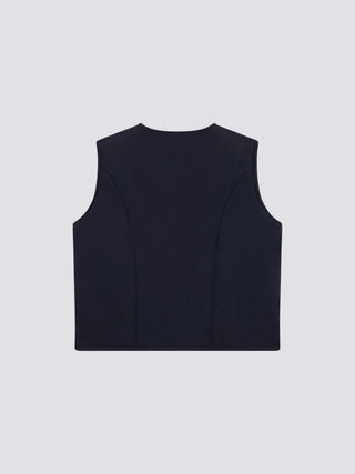 Emblem Patch Padded Vest - Navy
