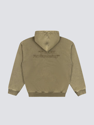 Cut & Sew Quarter Zip Hoodie - Washed Olive Green