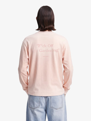 Distressed “F*ck Off I'm Gardening” Longsleeve - Strawberry Milkshake Pink