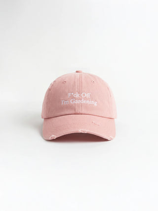 Distressed “F*ck Off I'm Gardening” Cap - Faded Pink
