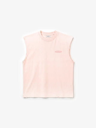 Distressed “F*ck Off I'm Gardening” Sleeveless T-shirt - Strawberry Milkshake Pink