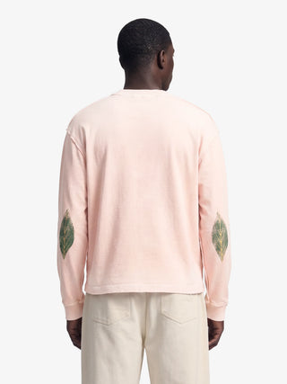 Distressed Leaf Longsleeve - Strawberry Milkshake Pink