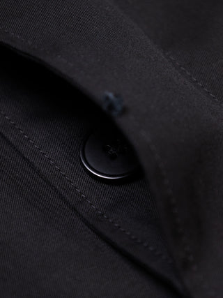 Script Logo Distressed Trench Coat - Black