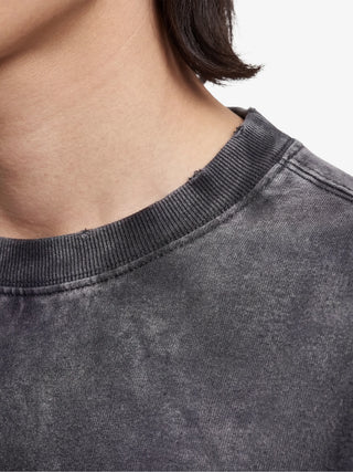 Distressed Script Logo Longsleeve - Shadow Black