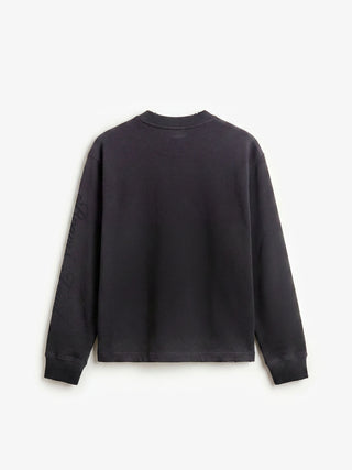 Distressed Script Logo Longsleeve - Shadow Black