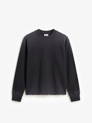 Distressed Script Logo Longsleeve - Shadow Black