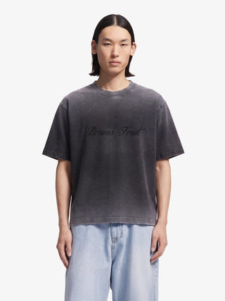Distressed Script Logo T-shirt - Shadow Black