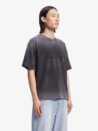 Distressed Script Logo T-shirt - Shadow Black