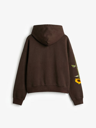 Sunflower Zipper Hoodie - Brown