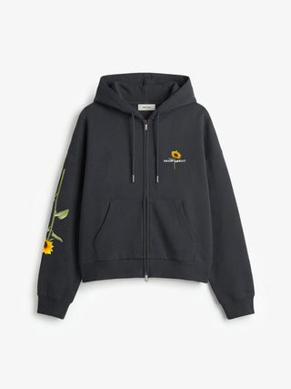Sunflower Zipper Hoodie - Shadow Black