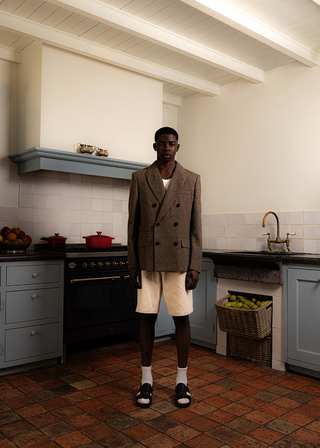 Double Breasted Suit Jacket - Brown