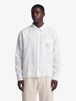Distressed Linen Shirt Longsleeve - White