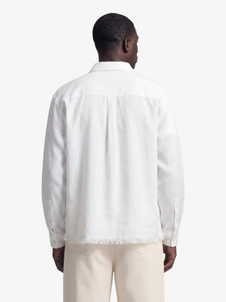 Distressed Linen Shirt Longsleeve - White