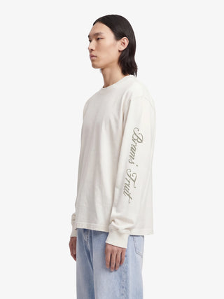Distressed Script Logo Longsleeve - Off White