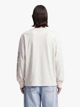 Distressed Script Logo Longsleeve - Off White