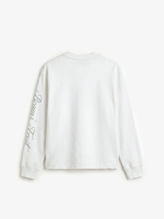 Distressed Script Logo Longsleeve - Off White