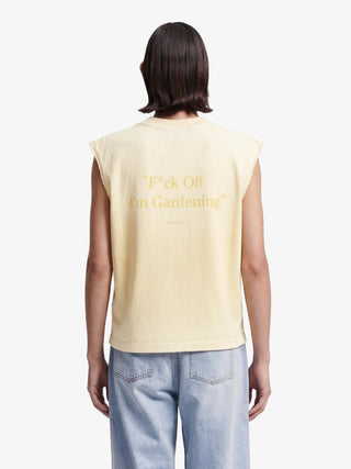 Distressed “F*ck Off I'm Gardening” Sleeveless T-shirt - Banana Yellow