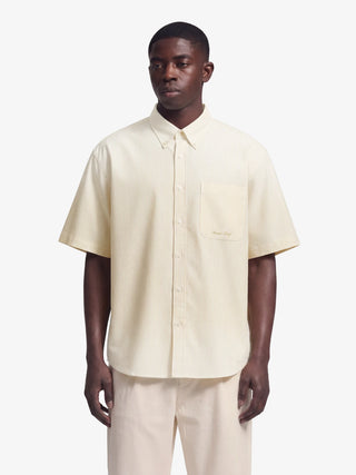 Distressed Oxford Shirt Shortsleeve - Yellow