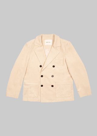 Corduroy Double Breasted Suit Jacket - Beige