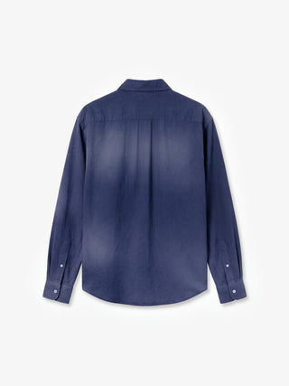 Dyed Script logo Shirt LS - Washed Midnight Blue