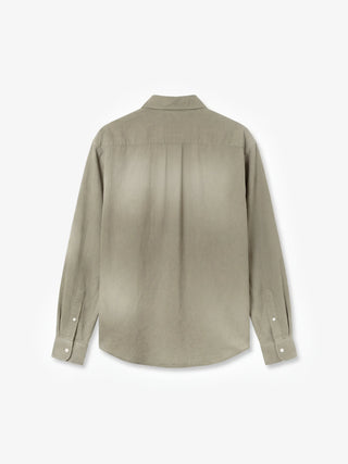 Dyed Script logo Shirt LS - Washed Forrest Green