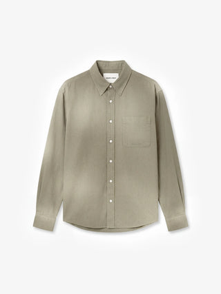 Dyed Script logo Shirt LS - Washed Forrest Green