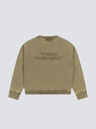 Cut & Sew “F*ck Off” Crewneck - Washed Olive Green