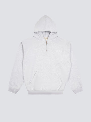 Cut & Sew Quarter Zip Hoodie - Grey Melange
