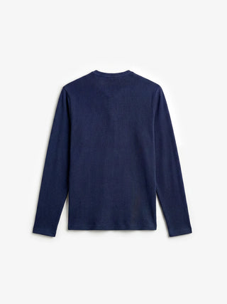 Script Logo Henley Longsleeve - Midnight Blue