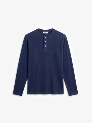 Script Logo Henley Longsleeve - Midnight Blue