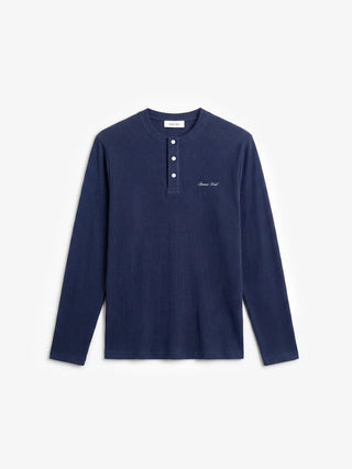 Script Logo Henley Longsleeve - Midnight Blue
