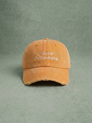 F*ck Off I'm Gardening Cap Distressed - World Cup Orange